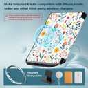 2 x CoBak Lightweight Stand Case for 7" Kindle Paperwhite 12th Gen 2024 and Kindle Colorsoft with Right Hand Strap - Compatible with iPhone MagSafe, for Samsung/Belkin/Anker Wireless Charging Pads (Flower Sea)