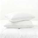 Feather Pillows Queen Size Set of 2 Goose Down Pillows with 100% Breathable Cotton Cover, Hotel Collection Bed Pillows for Sleeping, Soft Support for Back, Stomach and Side Sleepers (Light Grey)