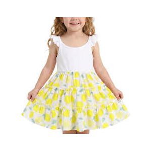 Hotfiary Toddler Girls Summer Dress Kids Sleeveless Ruffle Tiered Swing Dresses Casual Beach Sundress Clothes Cute Outfits Lemon,4-5T