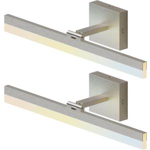 ZAGO 24 Inch Bathroom Vanity Light Fixtures Over Mirror - LED Modern Rotational Wall Mounted Adjustable Hardwired Picture Lighting Bar with 5CCT Switchable, ETL & Damp Rated, Brushed Nickel, 2-Pack