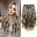 Invisible Wavy Clip in Hair Extensions Clip ins 22 Inch Long Synthetic Fiber Curled Clips on Hairpieces for Women 4PCS Heat Resistant Extension Ash Brown mix Bleach Blonde for Daily Use