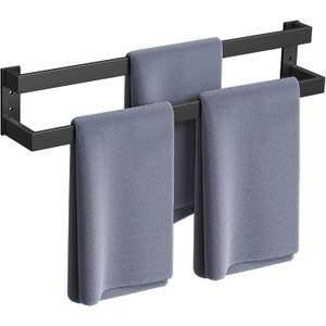 Matte Black Double Towel Bar,32 Inch Towel Rack for Bathroom Stainless Steel Towel Holder Wall-Mounted Bathroom Hardware Accessories