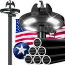 Heavy Duty 25 FT Flag Pole with Solar Light, Extra-Thick Aluminum, 100 MPH Wind Resistant, Includes 5x3 ft Nylon Embroidered Flag, Waterproof FlagPole Kit for Outside House