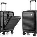 Expandable Carry On Luggage Durable Hardside Lightweight Rolling Suitcases with Spinner Wheels TSA Lock, (Black, 19.5-Inch)