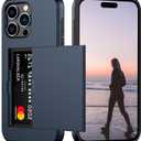 Nvollnoe Compatible with iPhone 15 Pro Max Case with Card Holder Heavy Duty Protective Dual Layer Shockproof Hidden Card Slot Slim Wallet Phone Cover for Women&Men 6.7 inch(Blue)