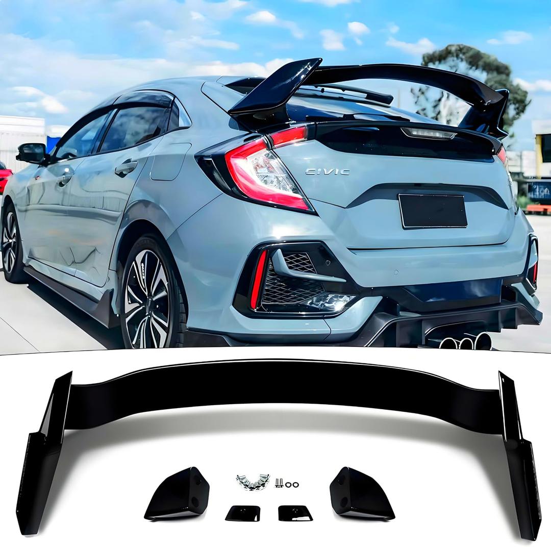 STSEV01 Rear Spoiler Wing Fit for Honda Civic Hatchback 2016-2021 EX/EX-L/LX/Sport/Touring (Hatchback Model only), Glossy Black HighKick Duckbill Type R Style DeckLid Lip Exterior Accessories
