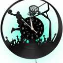 Basketball Sports Wall Clock,12 Inch Vinyl Record Clocks Home Art Decor Night Lamp 7-Color Luminous LED Wall Clock,Gifts to Sports Lovers/Basketball Fans/Men/boy.