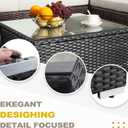 DIMAR GARDEN Outdoor Coffee Table Wicker Patio Side Table with Glass Top,25.2in Black