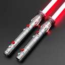 Light Saber, Heavy Dueling Light Sabers 2 Pack, 12 RGB Colors 16 Sound Fonts with Metal Hilt Double-Bladed Light Saber Smooth Swing Motion Control 2 in 1 Light Sabers for Adults, Medium