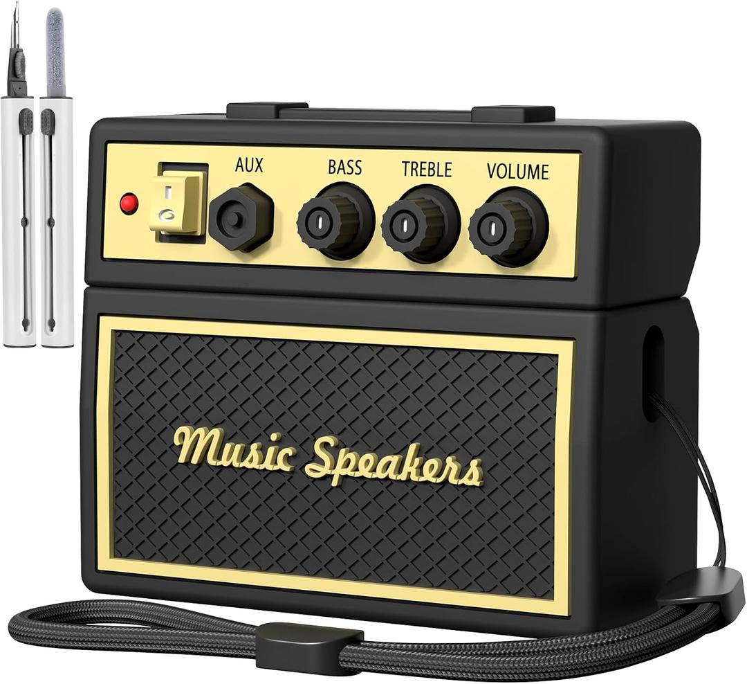 FILOTO AirPods Pro 2nd Generation Case Cover with Cleaner Kit, Airpod Pro Case Guitar Amp Retro Audio Design Soft Silicone Protective Cover for AirPods Pro 2 Case with Lanyard (2023/2022) Black