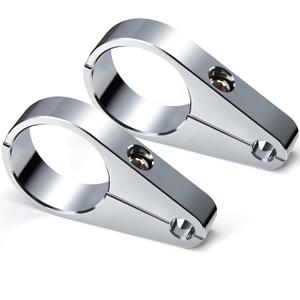 MoKitDora 1.5" Handlebar or Frame Mount Clutch Throttle Cable Clamp or Brake Line Clips for Harley 2 Pack, Chrome