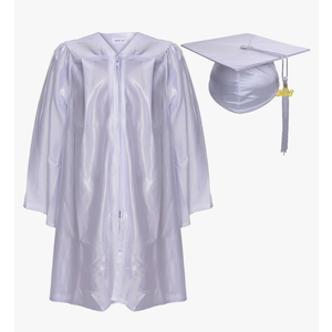 Newrara Unisex Shiny Kindergarten Graduation Gown Cap with Tassel White Size 30"