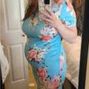 Peauty Summer Maternity Dress - Short Sleeve Bodycon Dress with Side Ruching for Beach Vacation & Baby Shower (S-2XL)