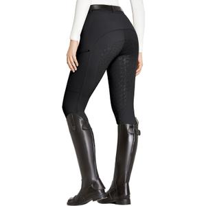FitsT4 Sports Women's Full Seat Riding Tights with Zipper Pockets Horseback Riding Pants Equestrian Breeches for Women (Medium, Black)