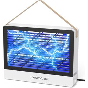 GeckoMan LED Indoor Bug Zapper Indoor Fruit Fly Trap for Indoors Mosquito Zapper Fly Zapper, Energy-Saving Max-Attract Hybrid-Spectrum Tube 10-Yr Life, Enhanced High-Volt Instant Kill, White