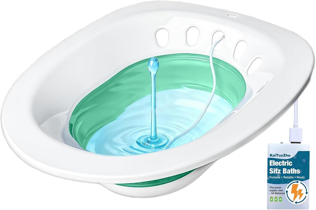 Electric Sitz Bath for Toilet Seat - Yoni Steam Seat -Portable Sitz Bath Tub for Hemorrhoids and Postpartum Care - Wide Seat - Deeper Bowl - Green
