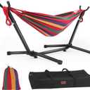 Goutime Children's Hammock with Stand, 220 lb Capacity, with Portable Carrying Bag, Kids Hammocks for Indoor, Outdoor, Patio, Deck, Yard, Beach (Red)