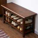 XKZG Storage Bench Wooden Shoe Rack Bench Rustic Solid Wood Entryway Bench (Brown, 31.5")