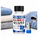 4 x Fabric Glue Permanent, Washable Clear Glue for Clothing Patch, Liquid, Quick-fix Fabric Adhesive for Cotton, Canvas, Denim, Textile, Doll, Leather, Nylon, Polyester, Flannel (50ml)