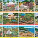 MasterPieces Jigsaw Puzzle 12-Pack Bundle Set, Fun for Adults and Family, Folk Art Collection, (4) Round 100 Piece, (4) 300 Piece, (4) 500 Pieces, Various