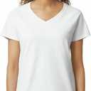 Gildan Women's Heavy Cotton V-Neck T-Shirt, 2-Pack (White, L)