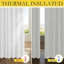 NICETOWN 100% Absolutely Blackout Linen Curtains with Thermal Insulated Liner, Greyish White, 42" Wide, 54" Length Energy Saving Curtains for Dining Room 2 Panels Set, Vertical Blinds