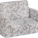 ALIMORDEN 2-in-1 Flip Out Cuddly Sherpa Toddler Couch, Convertible Sofa to Lounger, Glow in The Dark ,Dinosaurs