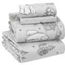 Sleepdown 100% Cotton Flannel Sheets Queen - Warm & Cozy 170 GSM Heavyweight Double Brushed Anti-Pill Winter Flannel Bed Sheets Queen, 16" Deep Pocket Fitted Sheet X2 Side Pockets - Queen, Polar Bear