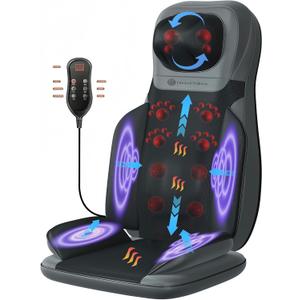 Shiatsu Massage Chair with Heat, Full Back Shiatsu & Rolling, Comfortable Massage Chair Pad for Stress Relief, Gift for her/him, Office and Home.Black, Free car Adapter Included