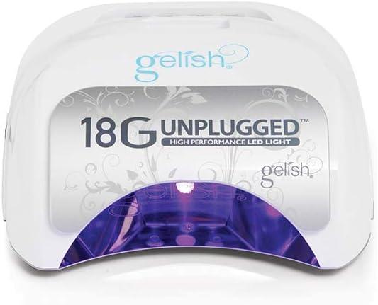 Gelish 18G Unplugged LED Light - Portable, Rechargeable, 36W, White & Silver, Intelligent Power Assist, Motion Sensors, Timer, Magnetic Tray, Ergonomic Design Gel Lamp, Nail Lamp, Gel Nail Light (0.63 Ounce (Pack of 1), 18G Unplugged)