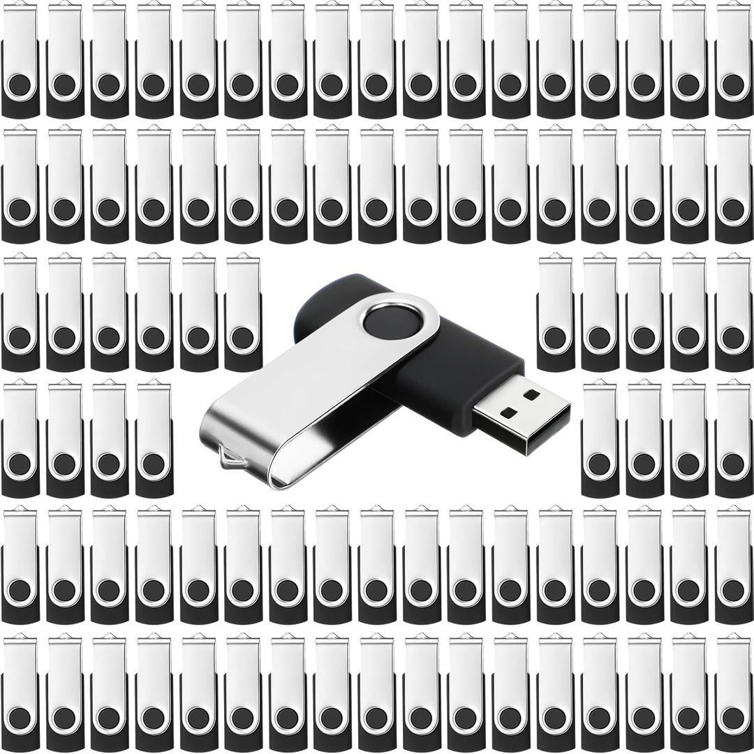 Kanayu 4GB 100 Pack USB Flash Drives Bulk 2.0 USB Thumb Drives Memory Drive with LED Light Portable Keychain Flash Drive for Data Storage Pc Computer Laptop Office School(Black)