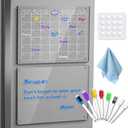 Magnetic Dry Erase Calendar for Refrigerator, 16 x 12 Inch Monthly Calendar and Blank Dry Erase Board for Refrigerator