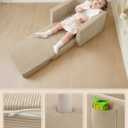 Toddle & Kids Chair,2-in-1 Soft Toddler Couches that Fold Out,Toddler Chairs Comfy 1-3 Years Old,Convertible Sofa to Lounge,Beige