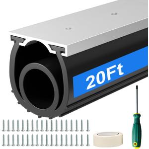 Alophoty 20 FT Garage Door Seal Bottom Kit - Heavy Duty EPDM Rubber U+O Ring Weather Stripping with Pre-drilled Aluminum Track, Universal Replacement Stops Rain, Drafts & Pests, Easy to Install