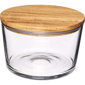 Anchor Hocking Glass Trifle Bowl with Lid, 104 oz Glass Salad Bowl with Acacia Wood Lid