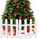 RUODON 4 Pack Thick Christmas Tree Fences White Wooden Picket Fences Tree Fence Border Decoration for Xmas Wedding Party Decor Garden Home, 15.7 x 12 Inches