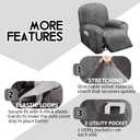 ULTICOR 4-Piece, 1 Seat Recliner Cover, Velvet Stretch Reclining Chair Covers for 1 Cushion Reclining Sofa, Single Seat Recliner Couch Cover, Thick, Very Soft, Machine Washable (Dark Grey)