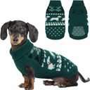 Lelepet Dachshund Sweater, Turtleneck Dog Sweaters for Small Dogs, Warm Pullover Knitted Pet Coat, Cold Weather Dachshund Clothes, Fall/Winter Cozy Outfit (XS-XL) (Green)