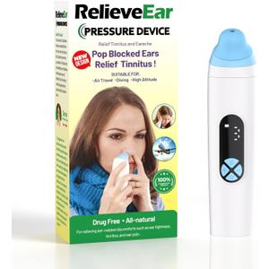 Eustachian Ear Pressure Balancer, Tinnitus Relief for Ringing Ears | Air, Dive and Altitude Use | Safe Ear Relief | White