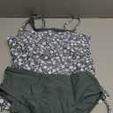 AGAPENG Girls Swimsuit Two Piece One Shoulder Tankini Floral Print Drawstring Swimwear Set 13- 14 Y Green Floral Print