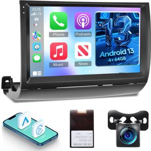 4+64G Android Car Stereo for Toyota Prius 2003 2004 2005 2006 2007 2008 2009-9 Inch IPS Touchscreen Radio with Wireless Carplay & Android Auto, 32 EQ DSP/WiFi/GPS/SWC +AHD Rear View Camera