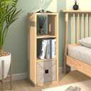 CTESNE2026 Wooden Thick Frame 3 Cube Storage Organizer Shelf with Anti-Tipping Kits + Reversible Open Back Bookcase, Horizontal and Vertical Dual-useOak Color,11inch