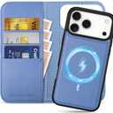SHIELDON 2 in 1 Wallet Case for iPhone 17 Pro Max 6.9" | Detachable, Genuine Leather, Wireless Charging, Flip Kickstand, RFID Blocking Credit Card Slot, Magnetic Protective Cover - Wisteria Purple