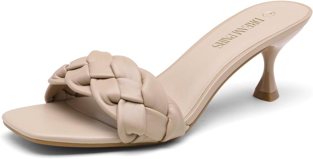 DREAM PAIRS Heels for Women Rhinestone Open Toe Low Kitten Heels Sexy Stilettos Heels Pump Sandals Party Evening Prom Dance Dress Shoes (9)