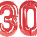 2 x Red 40 Inch 30 Number Balloons, Balloon Decorations for 30, 29 Birthday, Foil Giant 30, 29 Birthday Graduations Anniversary Party