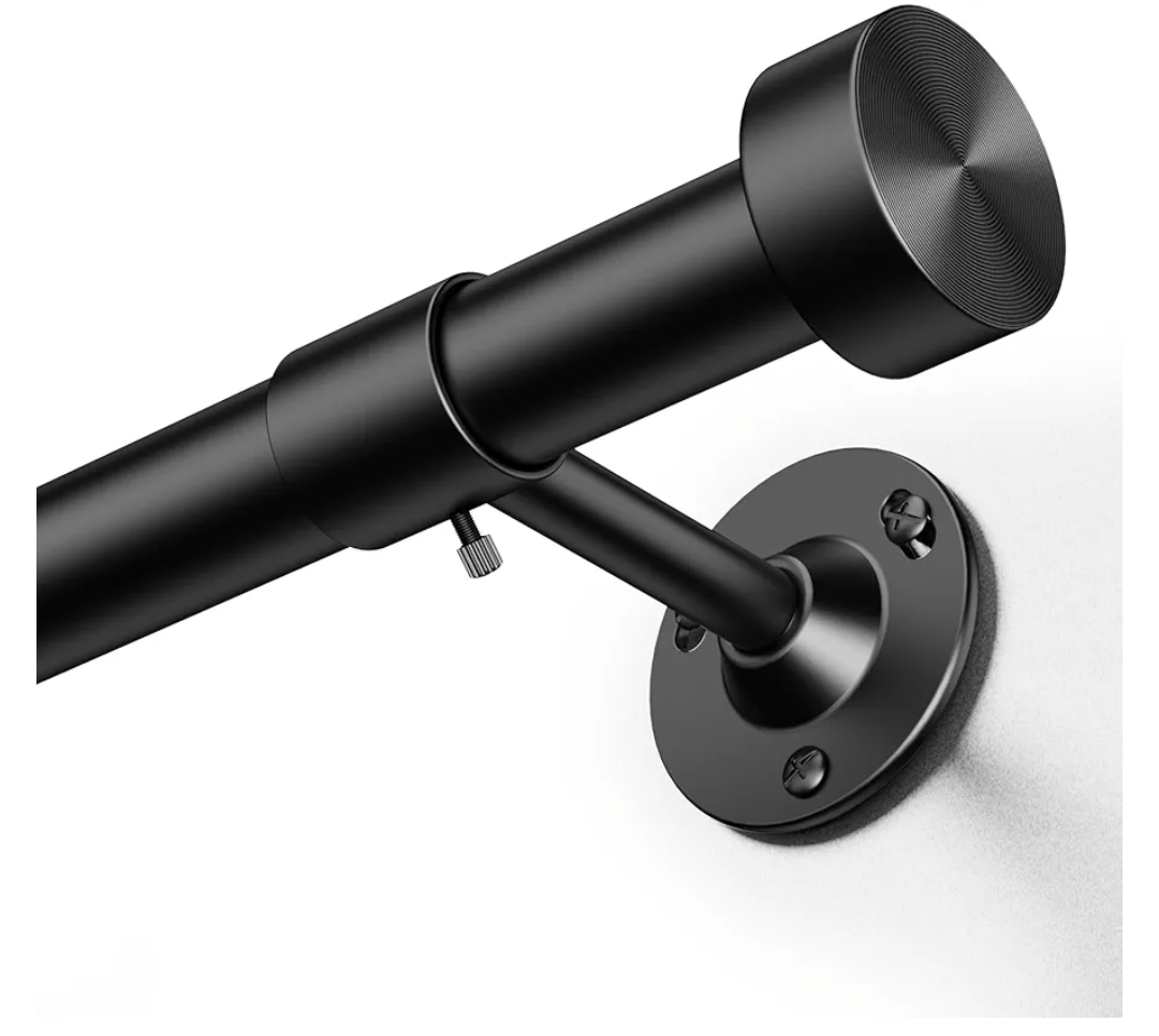 YaFex Heavy Duty Curtain Rods 32-150 Inch, 1 Inch Adjustable Black Curtain Rod for Windows, Extra Long Window Treatment Rods with Aluminium Finials, Easy Installation