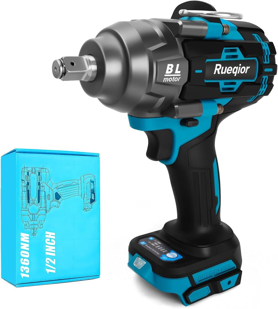 Cordless Impact Wrench 1/2" Compatible with Makita 18V Battery, Impact Wrench 1000FT-LBS(1360N.m) High Torque Brushless Electric Impact, with 4 Modes Power Impact Driver for Car, Truck (No Battery)
