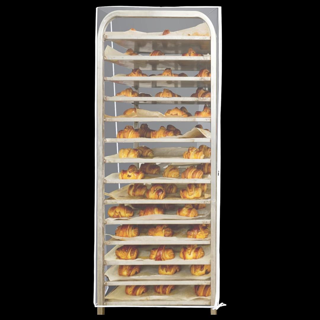 Riakrum 1 Pc 2 Pcs Bun Pan Rack Cover Bakers Rack Cover 20 Tier Sheet for Home Kitchen Restaurant Bakery 28" L x 23" W x 61" H, Clear