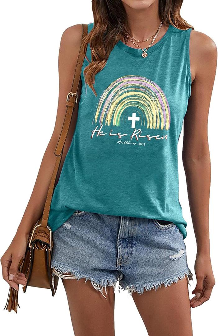 Easter Shirts for Women Easter Christian Tee a Lot Can Happen in Three Days Casual Sleeveless Tank Tops (Blue, S)