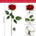 48 PCS Red Roses Artificial Flowers - Fake Silk Floral with Long Stems Bulk for Table Centerpieces DIY Bouquet Arrangements Wedding Party Bridal Shower Vase Decorations